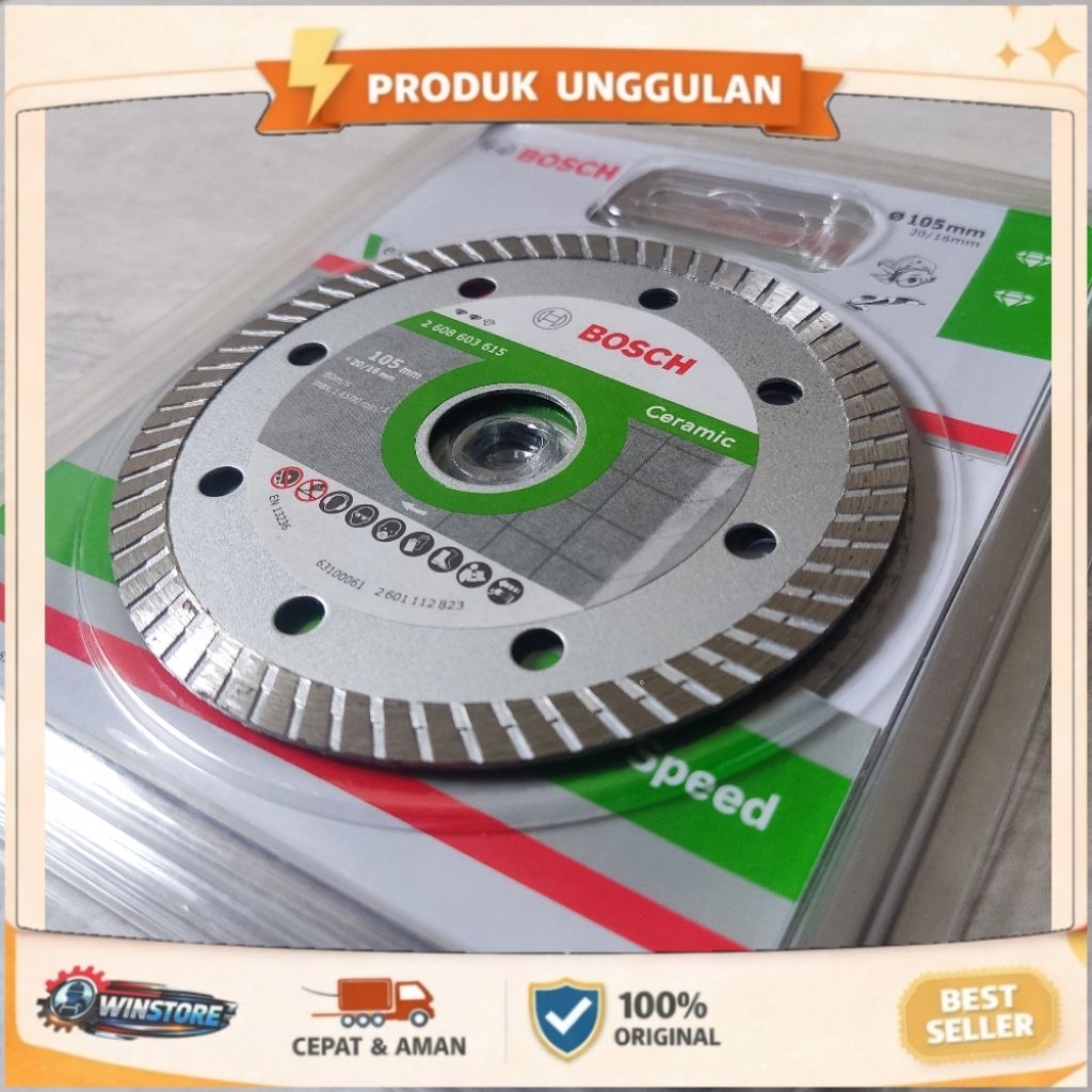 Mata gerinda potong keramik 4 inch 105 mm Bosch hijau diamond Blade batu alam ubin dan granit