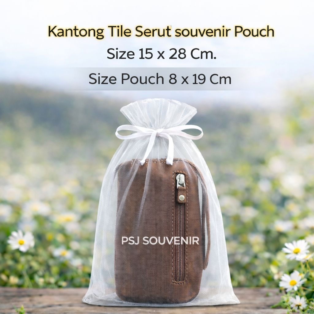 Kantong Tile Serut Souvenir Ukuran 15 x 28 Cm Kantong Kemasan Souvenir Pouch Besar