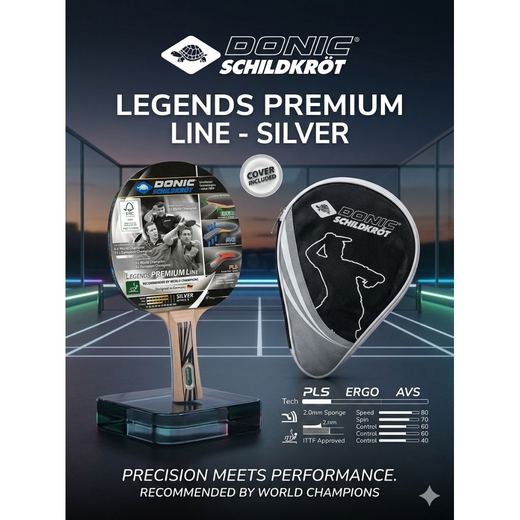BET TENIS MEJA DONIC SCHILDKROT LEGEND PREMIUM LINE SILVER