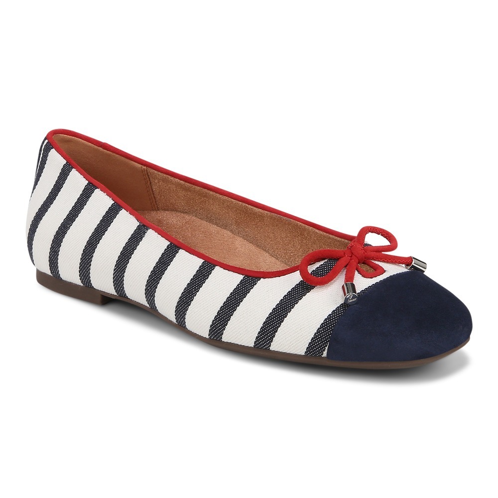 Vionic Klara Navy White Flat Shoes Wanita