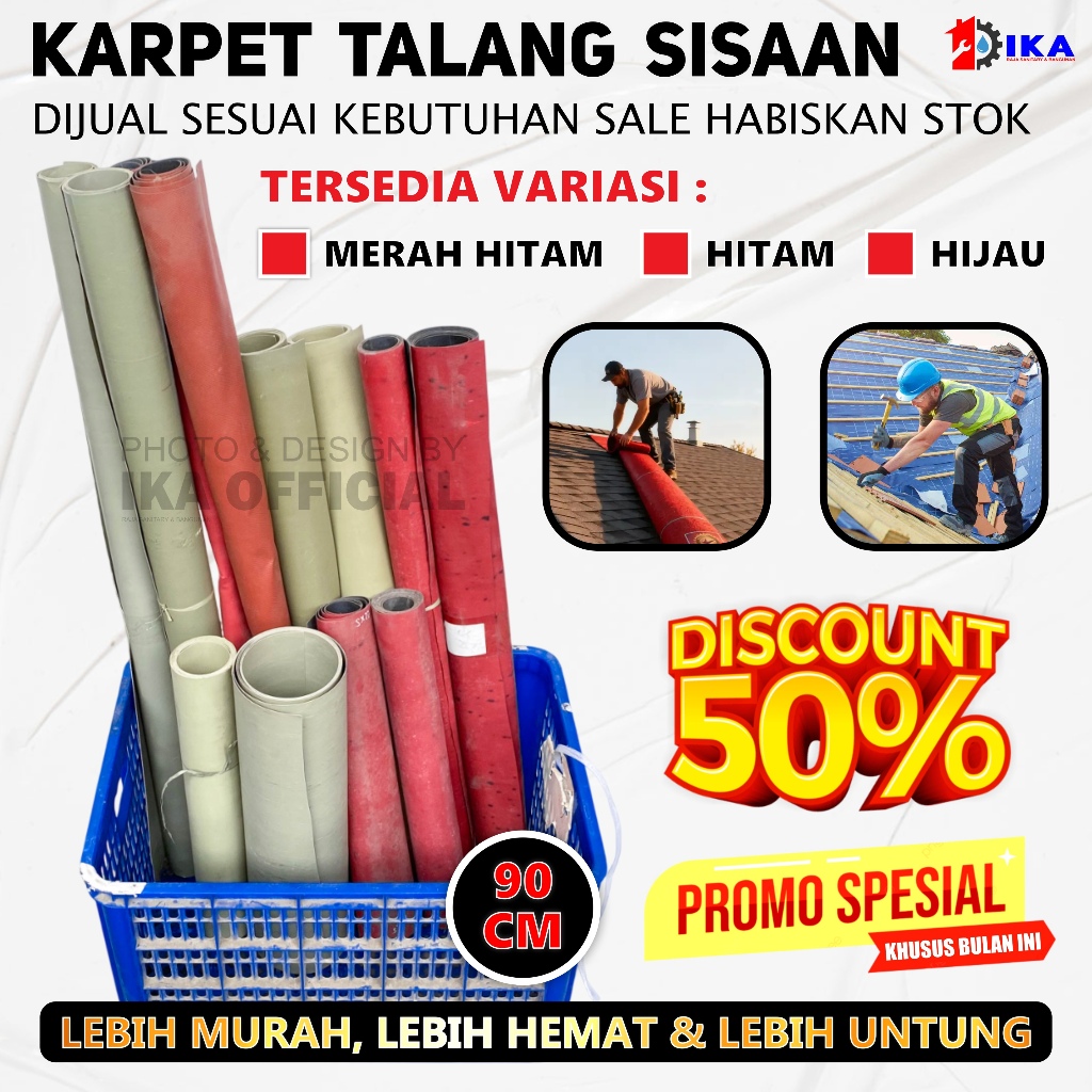 Karpet Talang Air Merah Hitam 90cm Hijau Hitam Sisaan Pelindung Atap Rumah Kuat Anti Bocor | Talang 