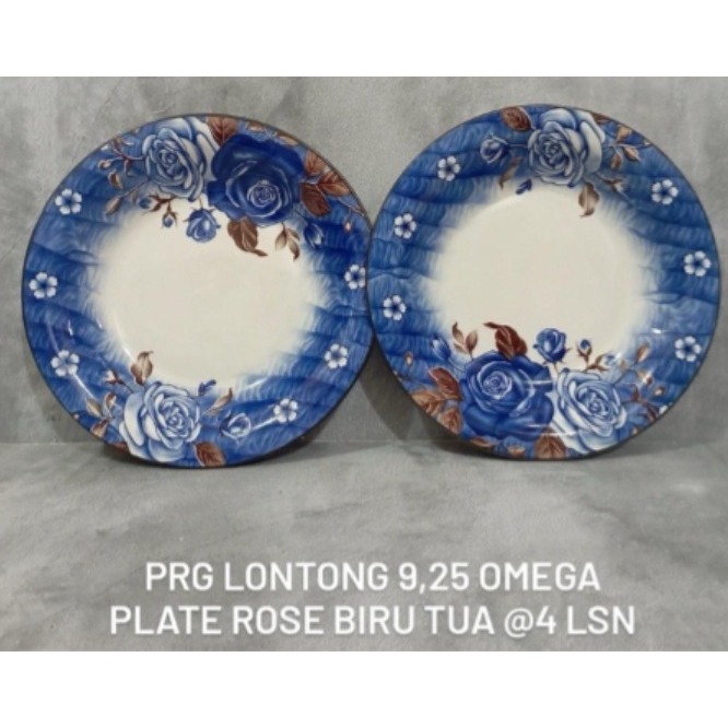 NEW PIRING MAKAN KERAMIK WINSTON OMEGA 9.25'' MOTIF ROSE BLUE / PIRING KERAMIK