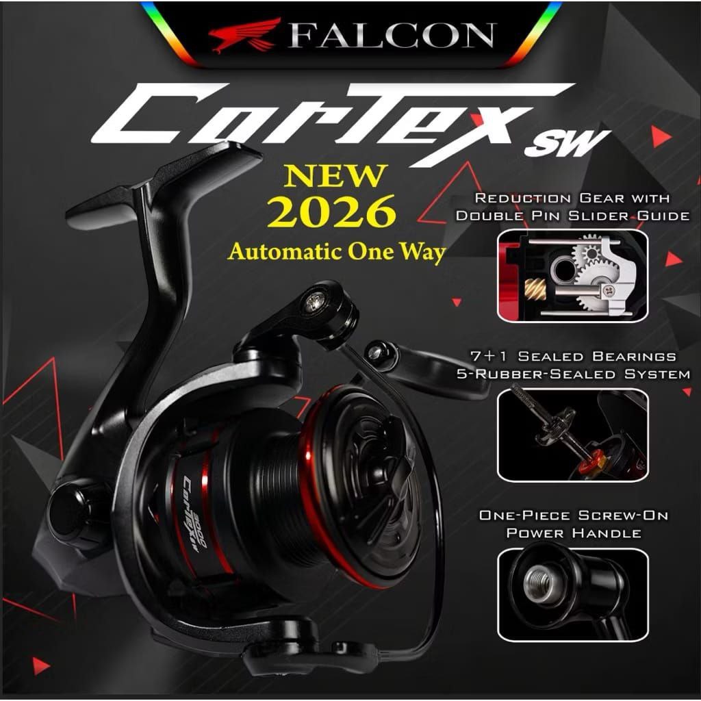 FALCON Reel Pancing CORTEX SW Reduksi Gear Double Pin Slider CNC Tahan Air