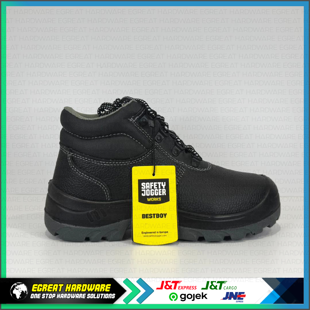 (BARANG READY / BUKAN PO) SAFETY SHOES; MID CUT; BESTBOY S3, BLACK; SAFETY JOGGER