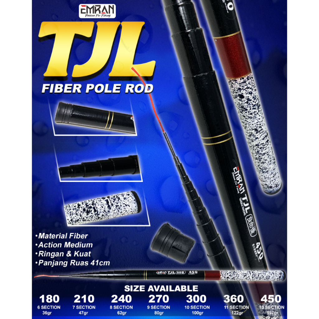 EMRAN TJL & ORCA TJL Joran Tegek Ruas Pendek 180 210 240 270 300 360 450 Fiber Solid (COD GRATIS ONG
