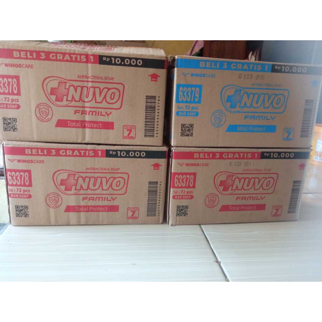 ( 1KARTON ISI 72PCS ) NUVO SABUN BATANG 72g - SABUN BATANG NUVO ISI 72PCS // 1 Dus isi 72 Pcs Sabun 