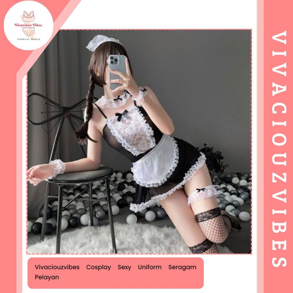 Vivaciouzvibes Cosplay Sexy Uniform Seragam Pelayan Kostum Maid Sexy Girl I