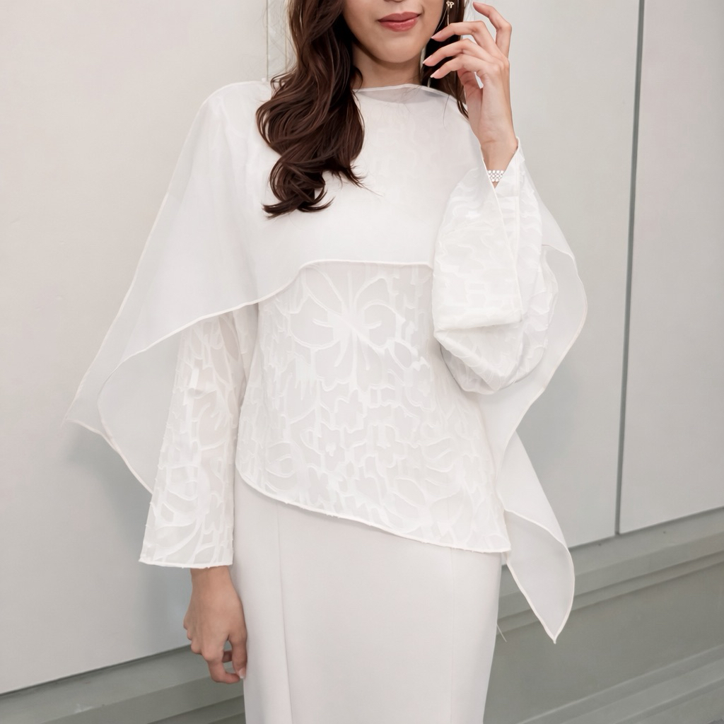 3 Way Lace Top + Selendang / Bisa dipakai 3 model / Bahan Tencel / Atasan lebaran Muslim Wanita Tuni