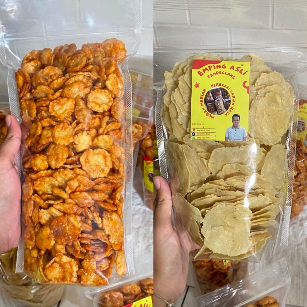 Emping 2 rasa (emping mentah  & balado pedas manis kecil) 1 kg