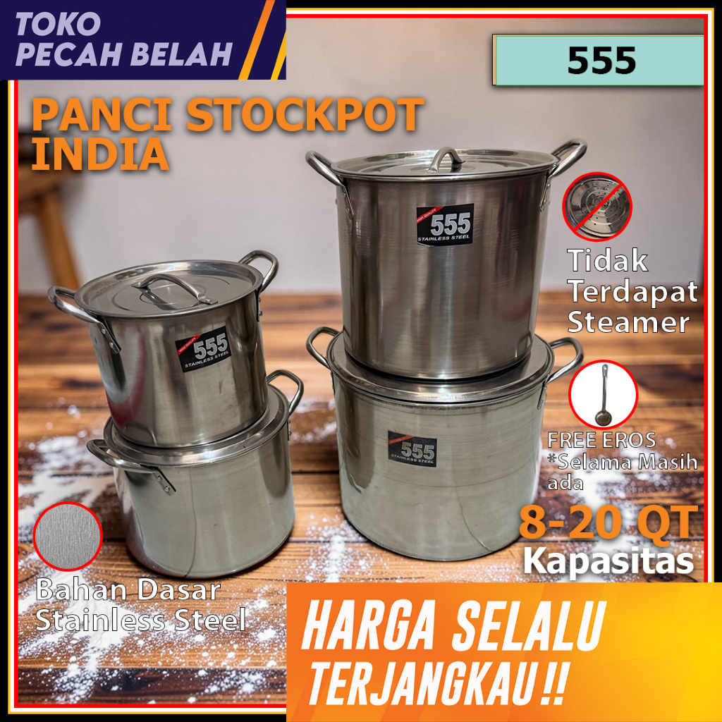 Panci Stockpot Rebus air / Rebus Makanan + Free Eros India 555 ASLI