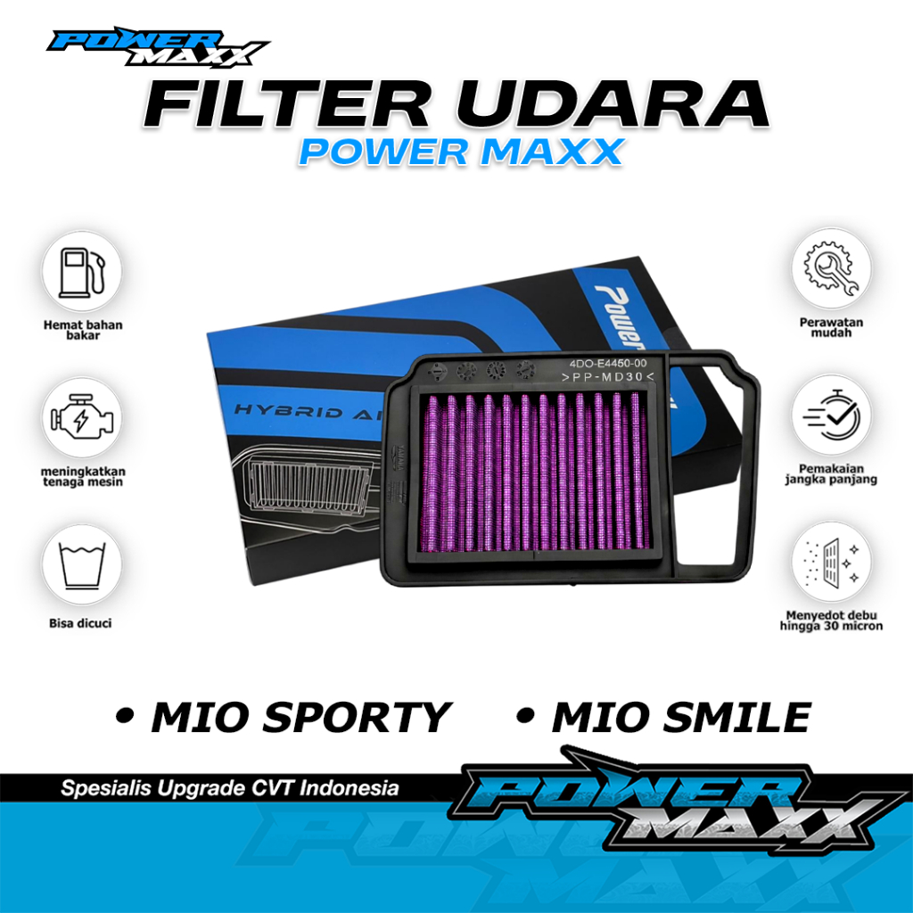 FILTER UDARA MIO SPORTY SMILE - MIO KARBU - YAMAHA - FILTER UDARA HYBRID POWERMAXX RACING