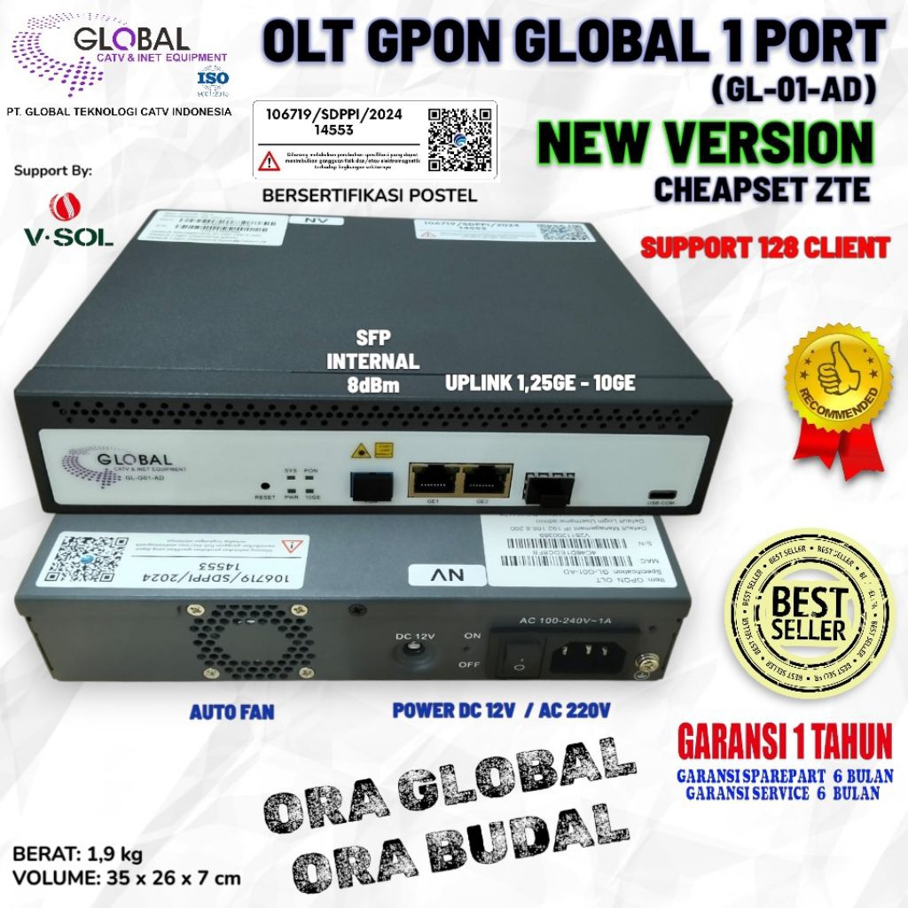 OLT GPON GLOBAL 1 PORT NEW VERSION
