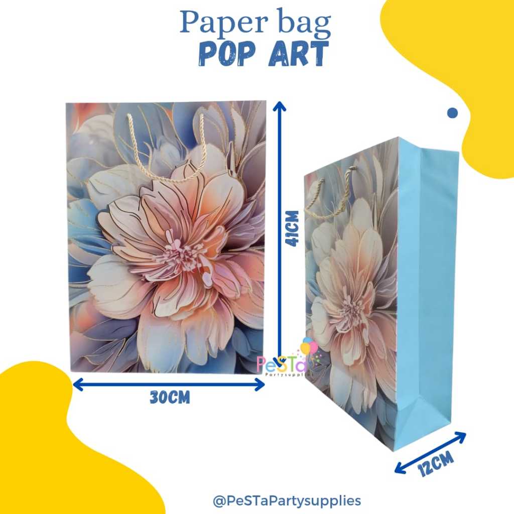 Paper Bag Pop Art/Paper Bag Flowe/Paper Bag Bunga/Paper Bag Motif Bunga/Premium Paper Bag/Goodie Bag