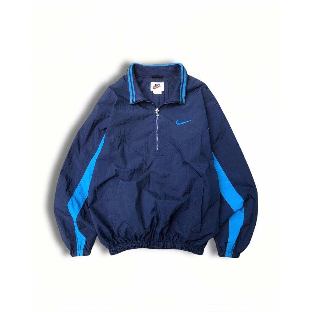 Jaket Windbreaker Halfzip Pria Wanita Nike Vintage Big Logo