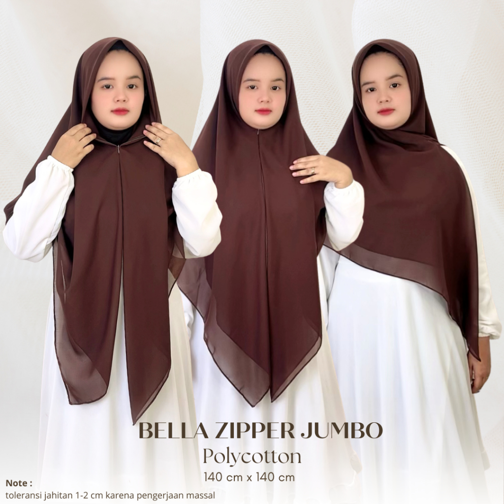 (BELLA ZIPPER JUMBO) - Hijab Retsleting Hijab Zipper Hijab Syari Hijab Segie mpat Instant Syari Poly