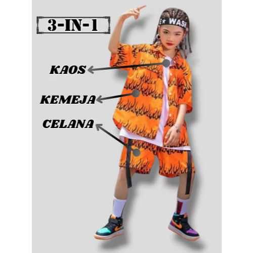 HAILEY Setelan Baju Dance Anak Perempuan Style 3in1 Korea 4-14 Tahun