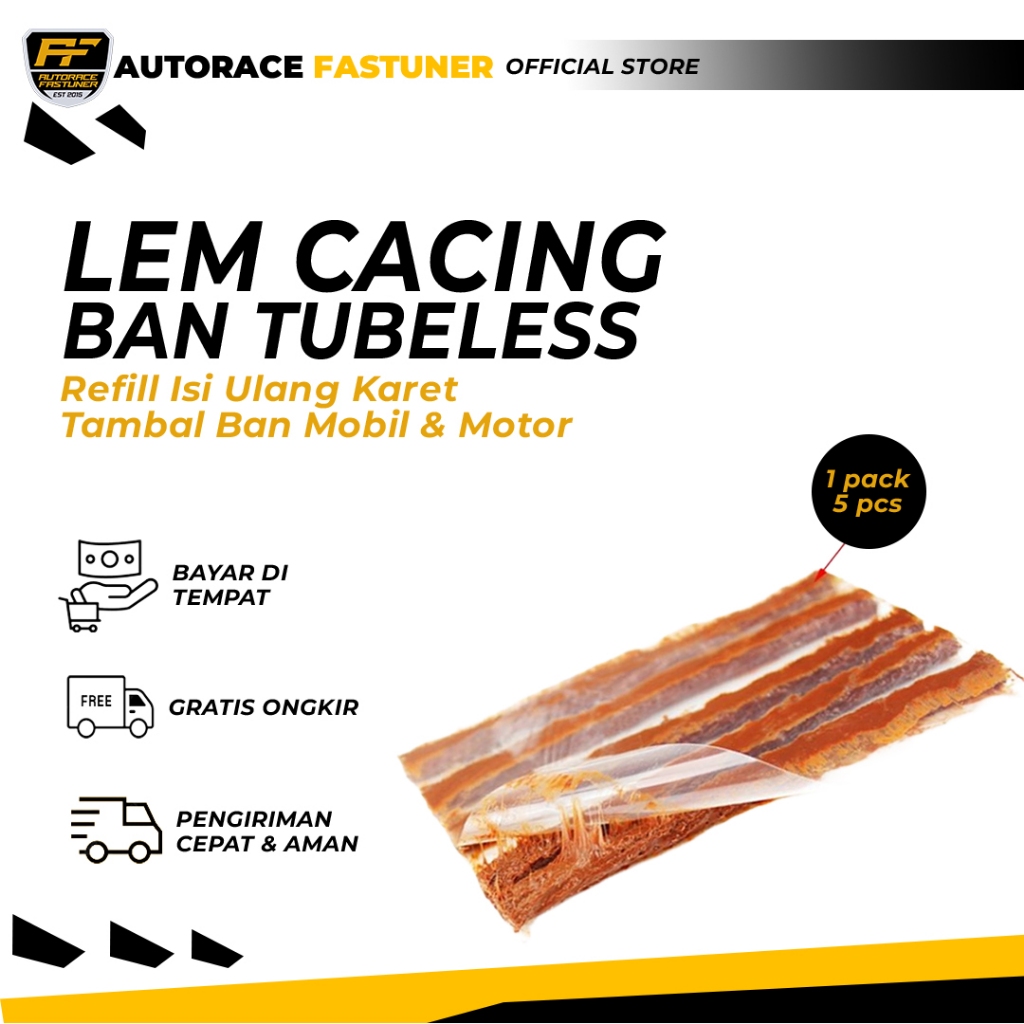 Refill Isi Ulang Karet Tambal Ban Tubles Lem Cacing Ban Tubeless Mobil Motor