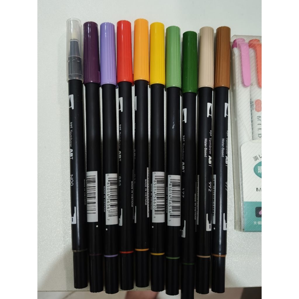 (preloved) tombow dual brushpen secondary set mildliner filiar set bright set