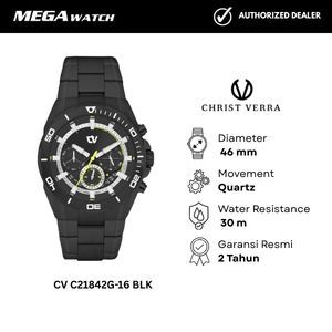 Jam Tangan CHRIST VERRA Pria Original CV C21842G-16 BLK