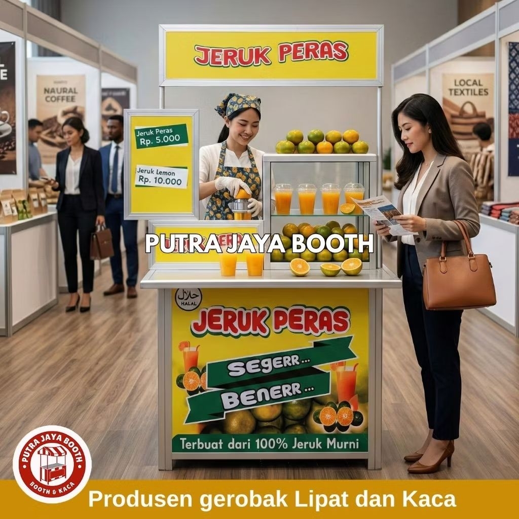 Booth Portable Premium + Etalase Kotak + Bergambar