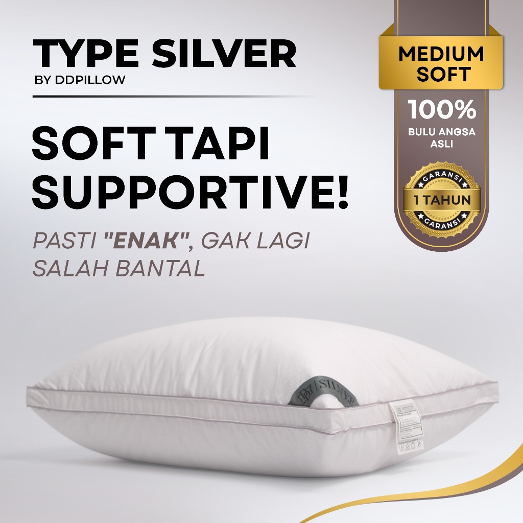 DDPillow / Bantal Hotel Bintang 5 Bulu Angsa Asli, Type Silver | Bantal 100% Bulu Angsa Asli