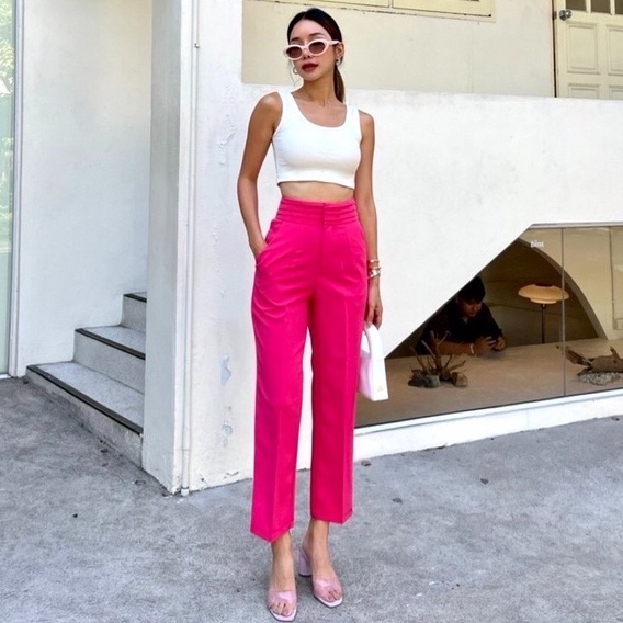 Celana Highwaist Promthong Pants Bangkok Import Wanita Kekinian 7/9 11679