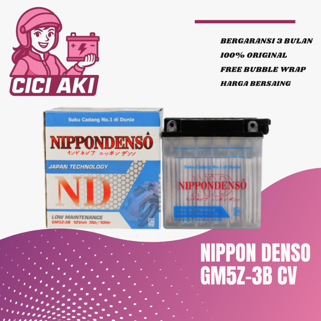 Aki Motor Astrea Grand Shogun Smash Aki Dry Charge Basah NIPPONDENSO GM5Z-3B