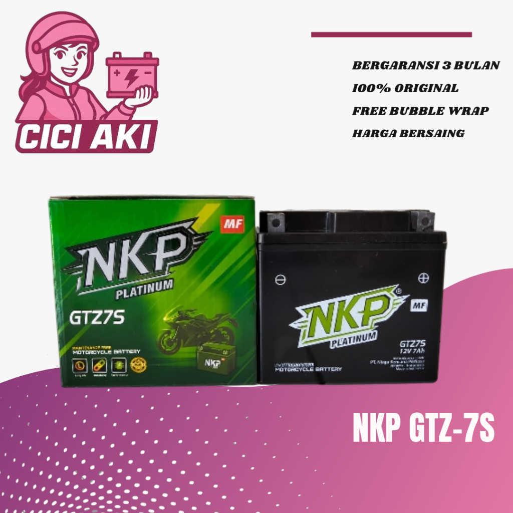 Aki Motor Aki Kering GTZ-7S MF ( GTZ-6V, PCX, Vario 125/150 ), Merk : NKP