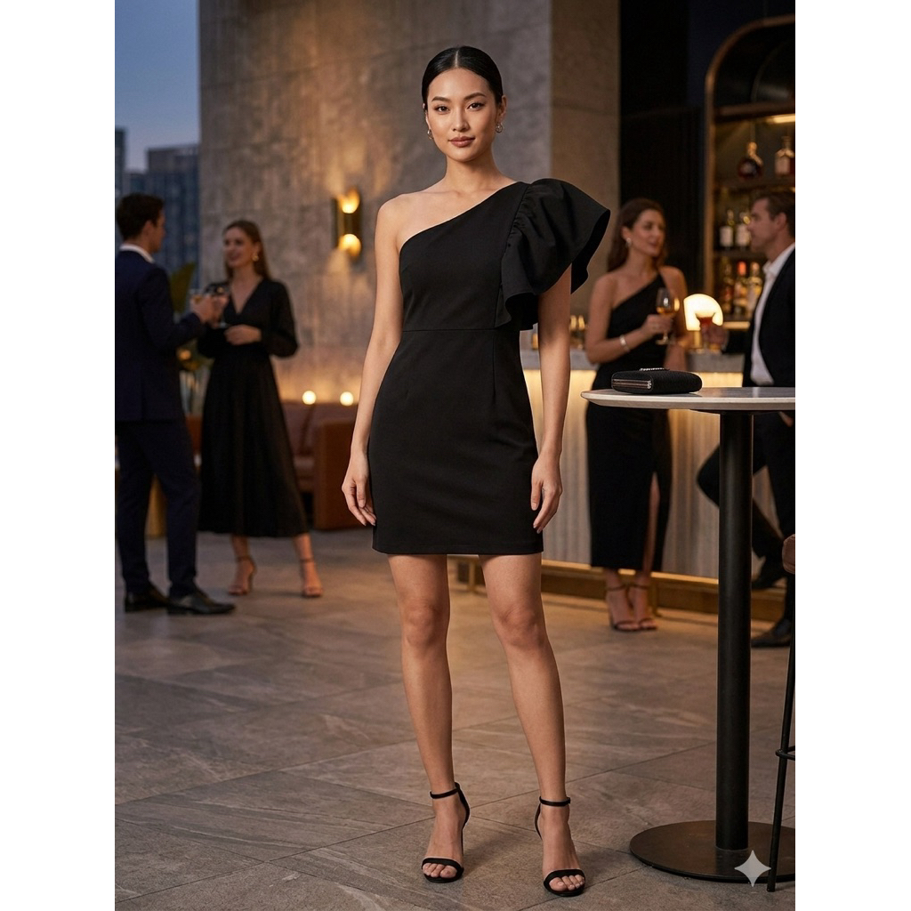 Ready dress gaun pesta mewah hitam import