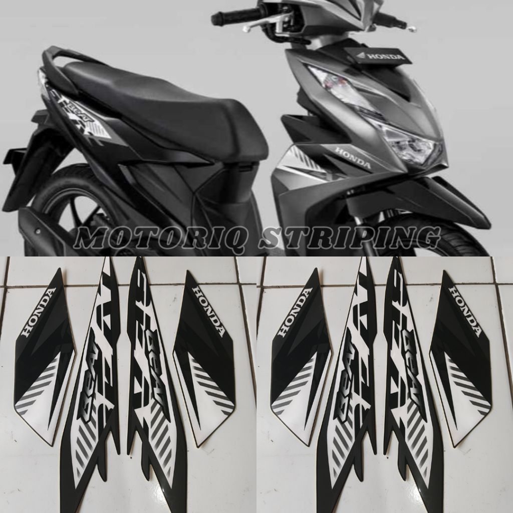 Stiker Lis Striping Body Motor Honda Beat Esp 2023 Fi Warna Hitam Silver Standar