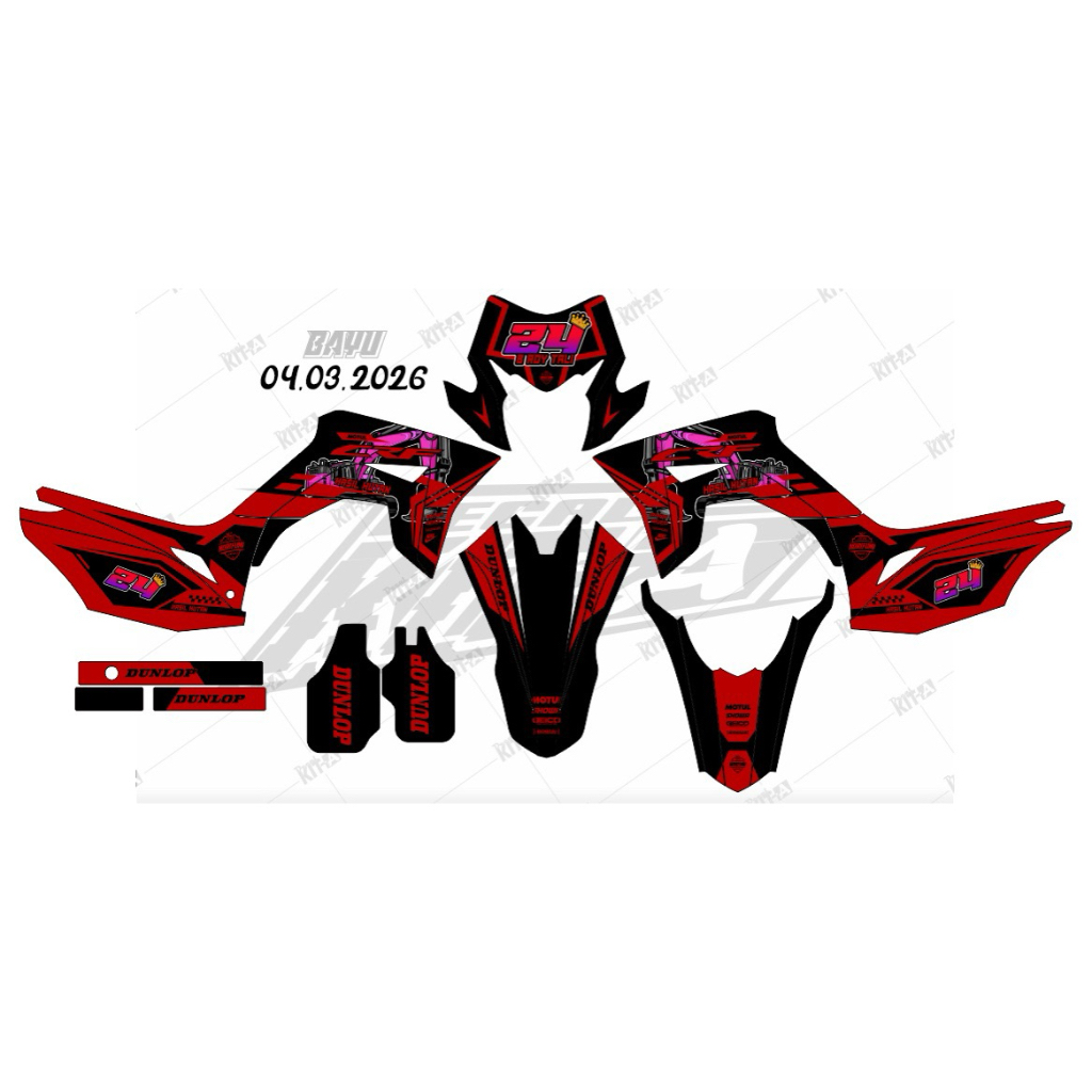 decal stiker full body keren CRF 150 L motif merah putih hitam abu