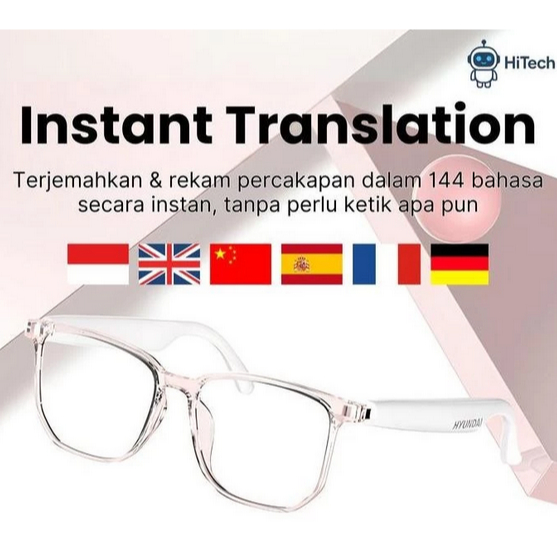 Kacamata AI Hyundai HY-C8 Pro – Putih | Smart Glasses Canggih | AI Terjemah