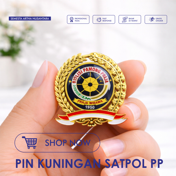 Pin bross pin SATPOL PP padi kapas bendera merah putih peniti Magnet