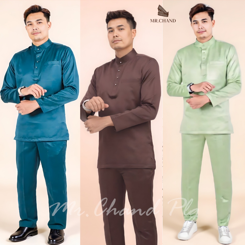 MR.CHAND Baju Celana Melayu Pria Dewasa Bahan Satin Velvet Kualitas Premium Kurung melayu Lelaki #3