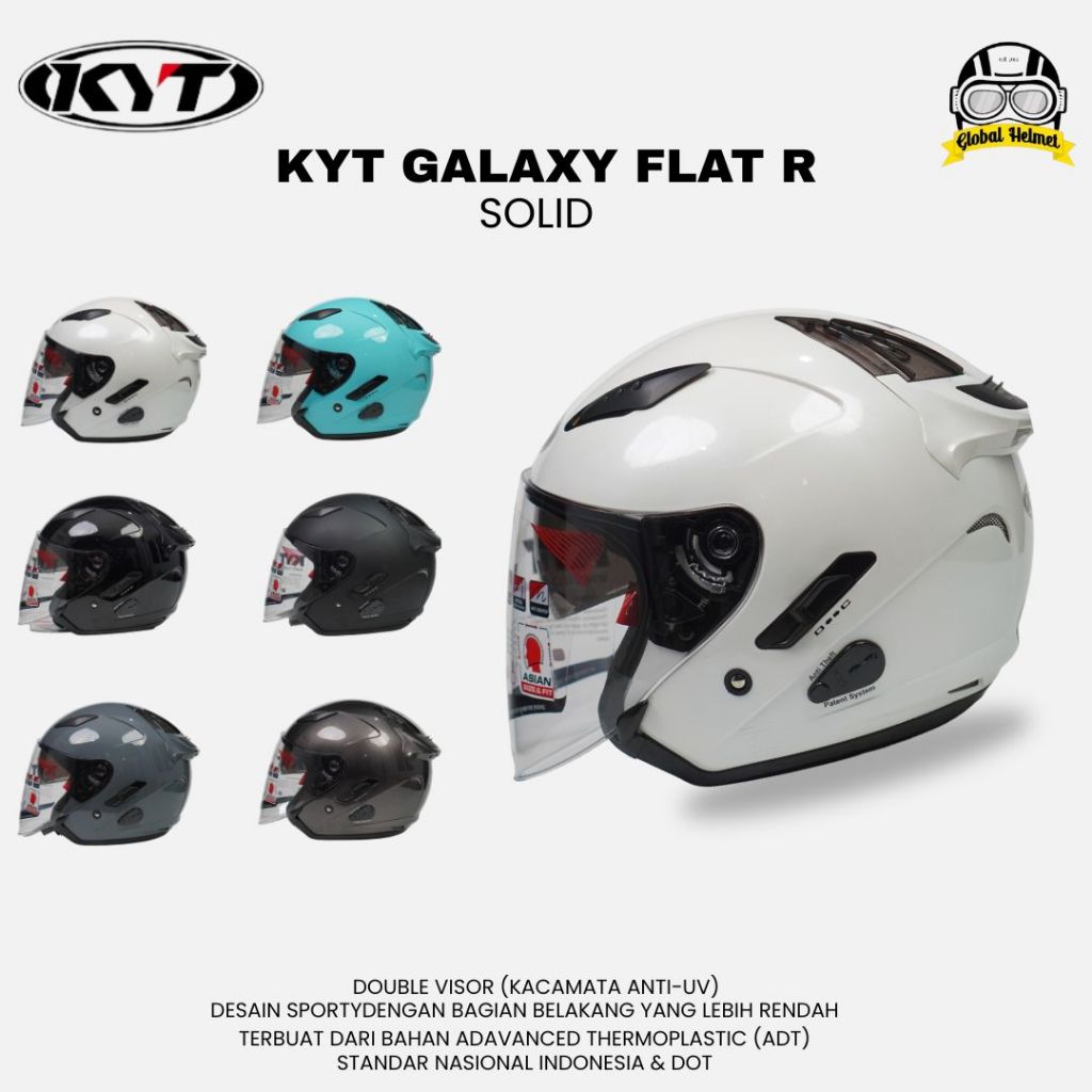 HELM KYT GALAXY FLAT R BLACK DOFF ORIGINAL / KYT GALAXY 2 VISOR TERMURAH / HELM KYT DOUBLE VISOR SNI