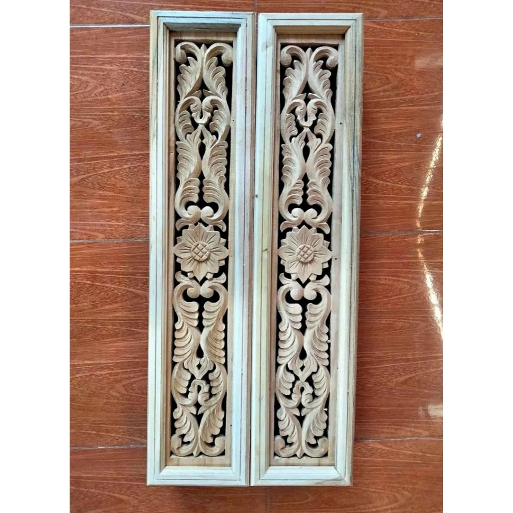loster ukir motif bunga panjang kayu jati