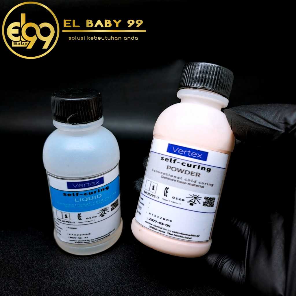 Paketan  VERTEX 50ml Sc Liquid dan Bubuk  Lem Gigi palsu yg patah bahan pembuat gusian gigi palsu