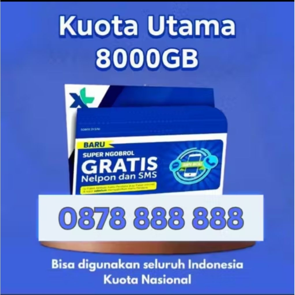 terbaru nomor cantik XL 10 digit bonus Kouta utama 8000GB