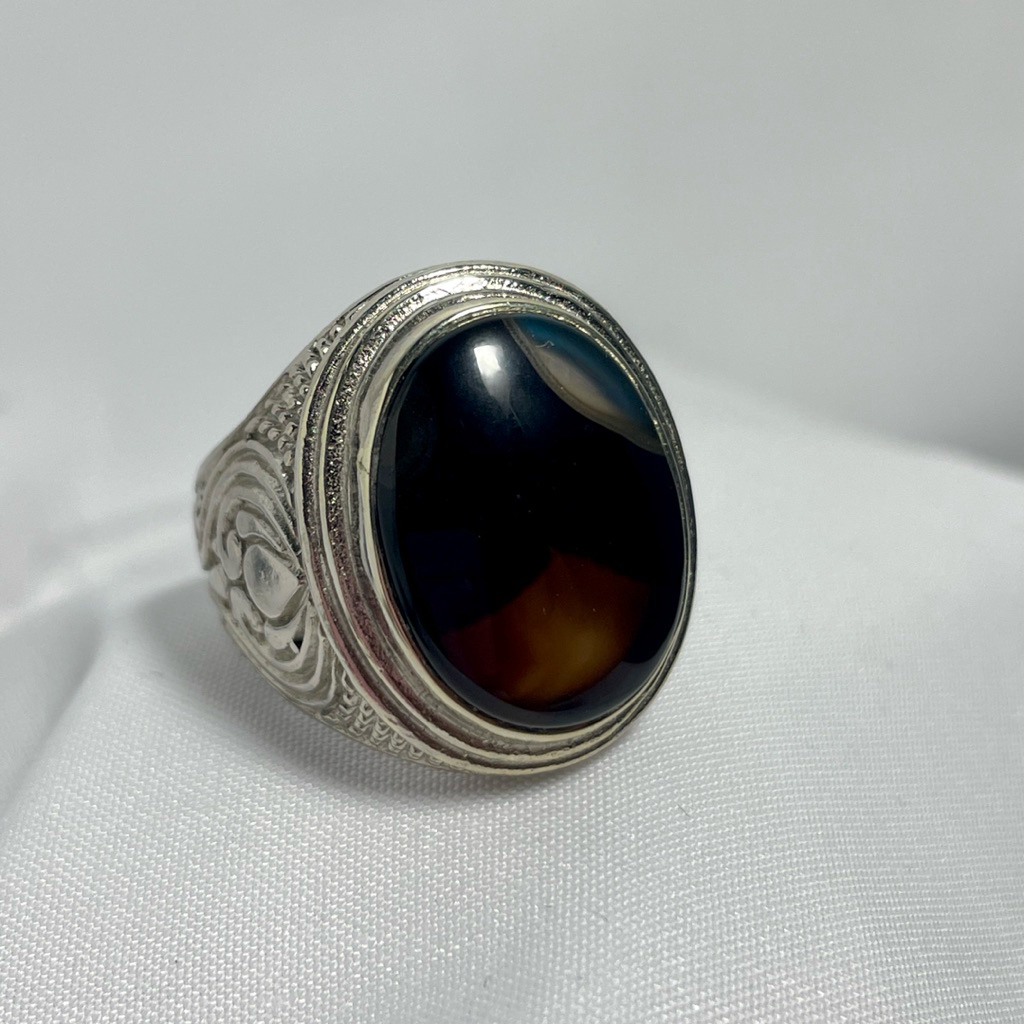 Cincin Batu Akik Yaman Wulung Junjung Drajat Natural Stone 18x13x5 mm Size 19 – Premium Alpaka