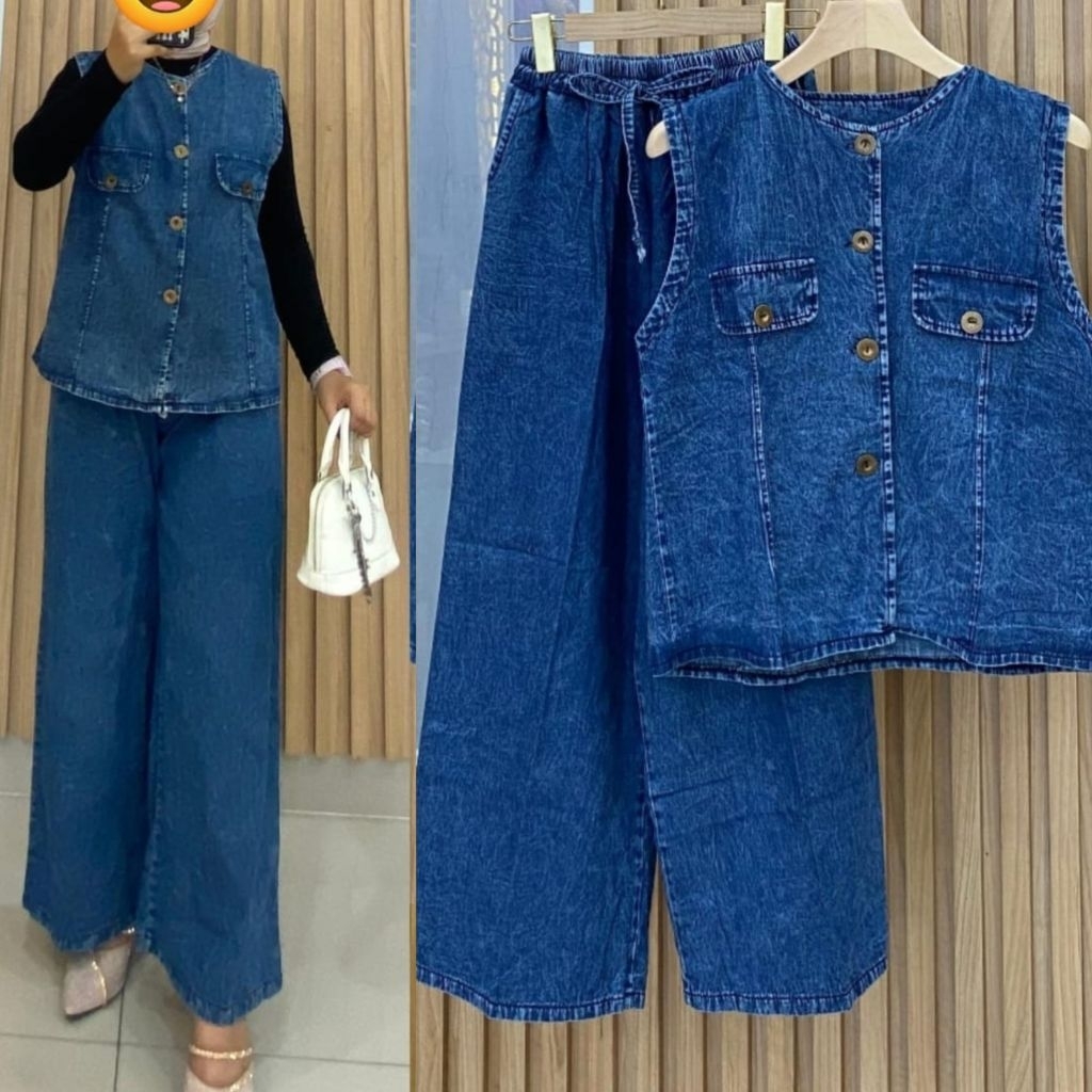 set vest rompi semi jeans