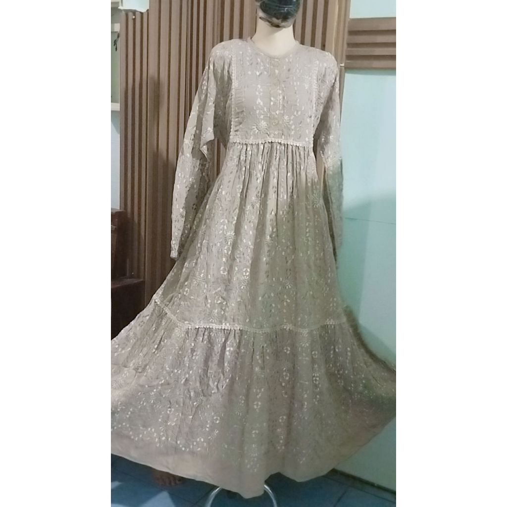 Gamis Katun jepang dan crespo bordir