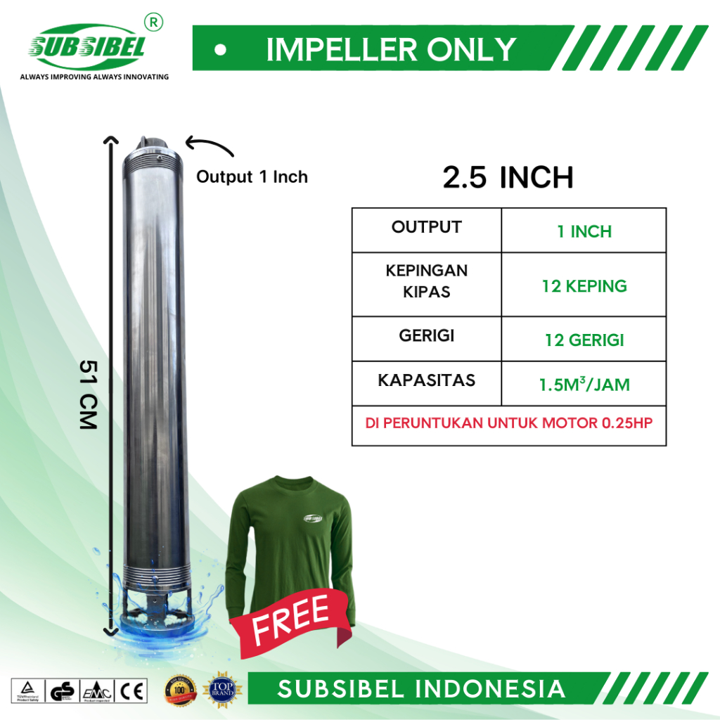 Impeller Only Pompa Satelit 2.5 Inch 1.5/12 - Kepala Pompa Air - Subsibel Indonesia