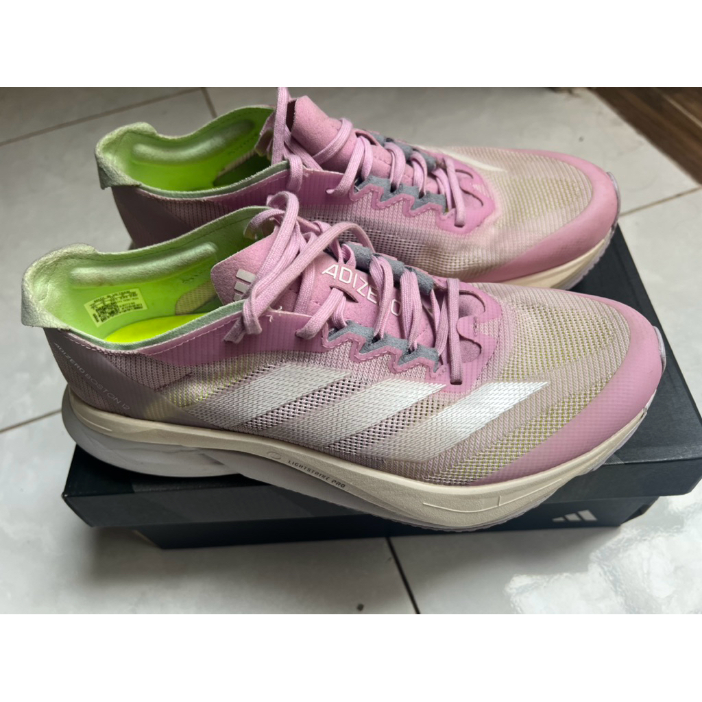 Sepatu Running Adidas WMNS Adizero Boston 12 Bliss Lilac Original – Size 39 1/3 – Like New (Pemakaia