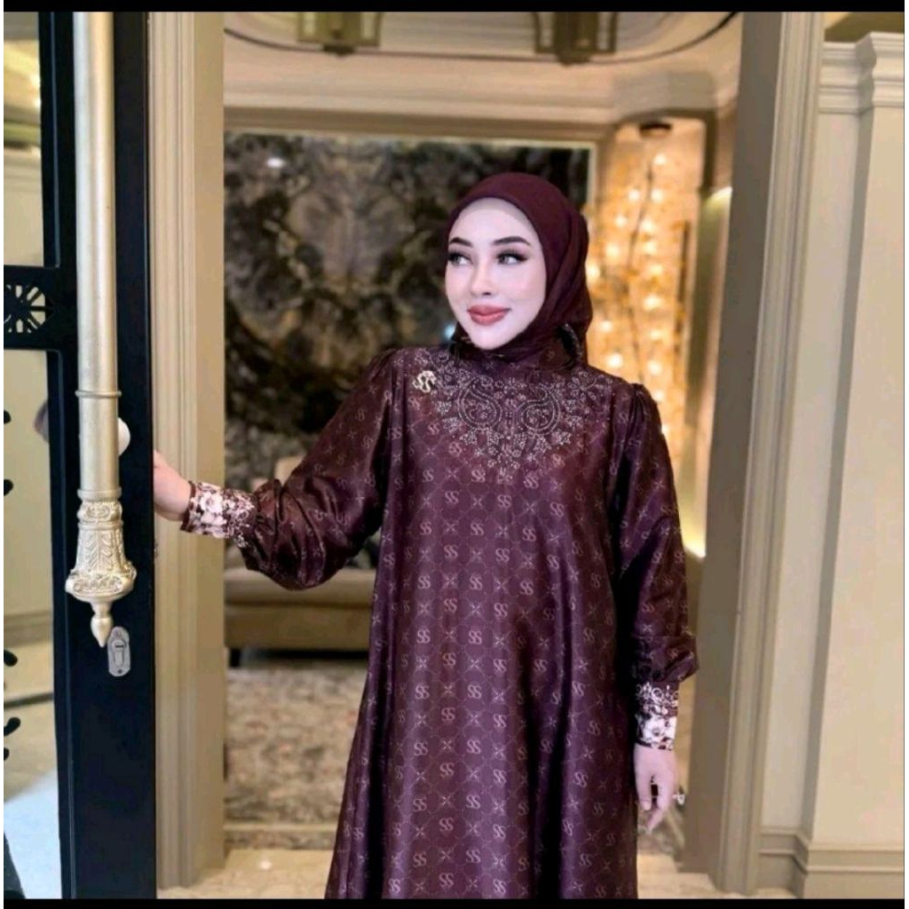 dress hijab silk Mahogany