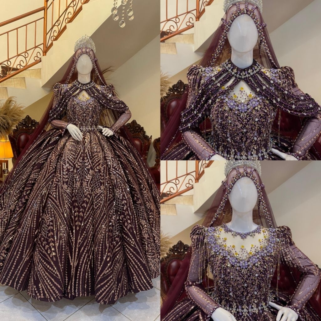 Gaun pengantin mewah elegan | Gaun pengantin muslimah | Gaun pengantin | Gaun pengantin wedding