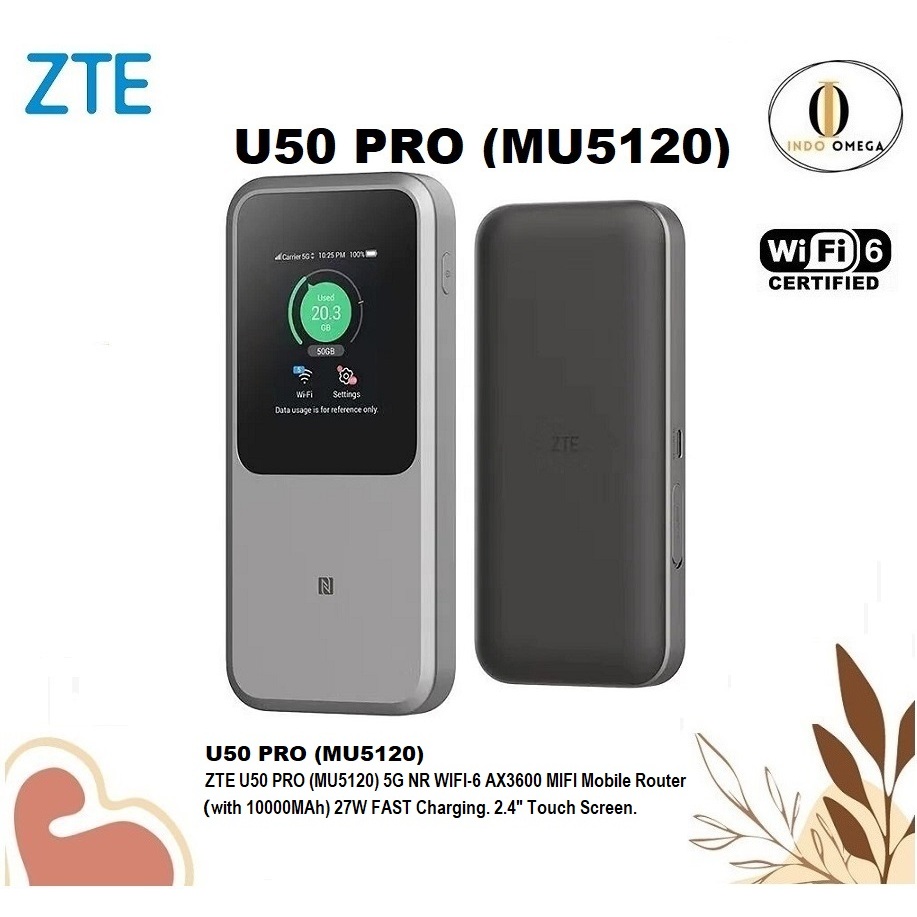 ZTE U50 Pro MU5120 5G Router 3600Mbps 10000mAh WiFi 6
