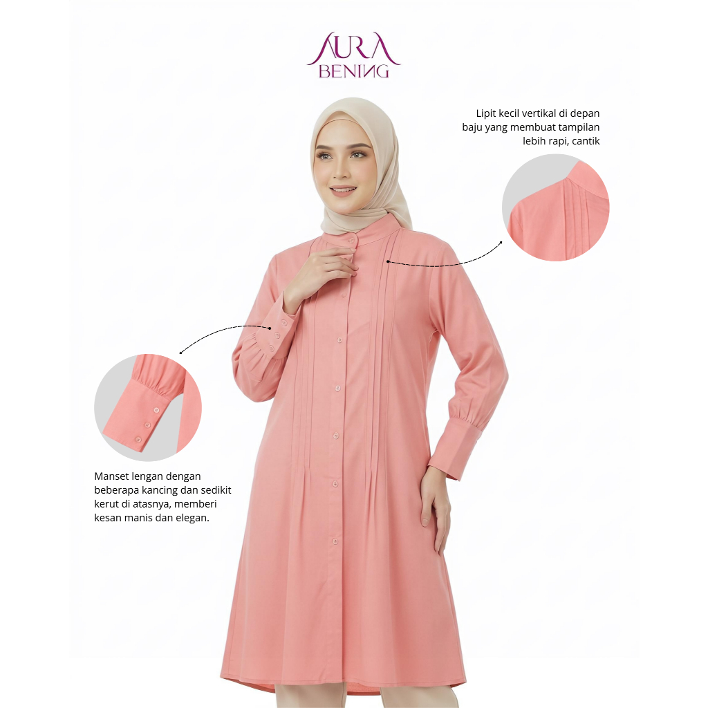 Aura Bening - Aurine Tunik Premium | Baju Raya | kekinian | Tunik Bahan Adem | Tunik Ramadhan