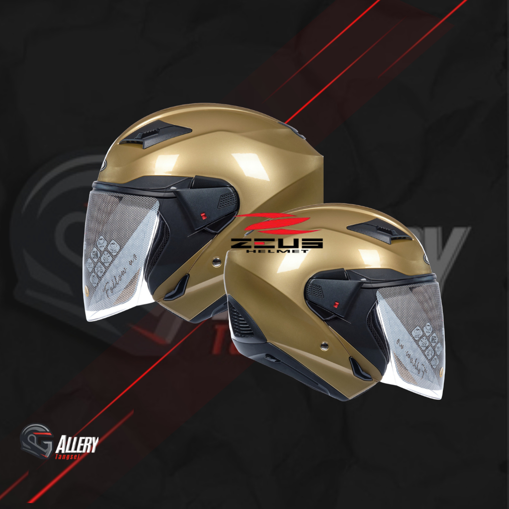 ZEUS ZS 611 GOLDEN YELLOW GLOSSY HALF FACE DOUBLE VISOR