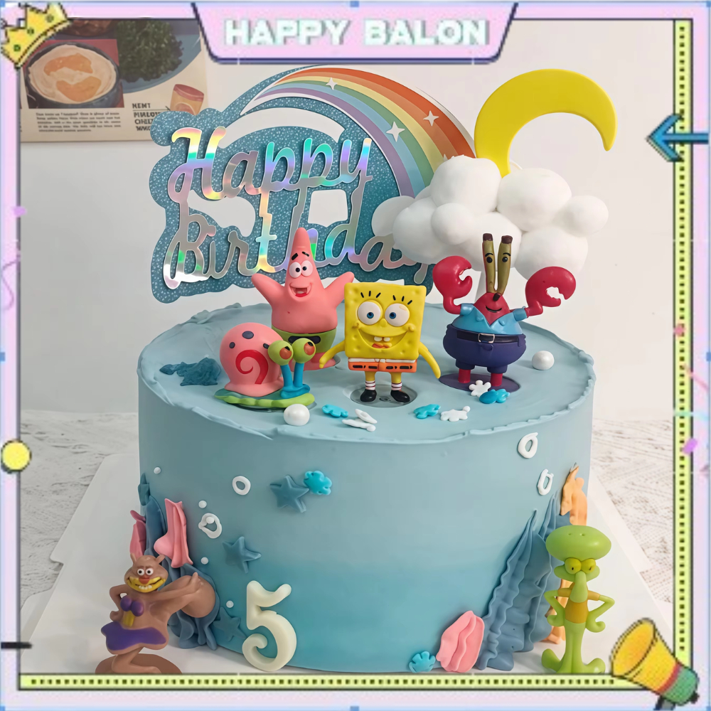 Cake Topper Spongebob Hiasan Kue Ulang Tahun Miniatur Spongebob Patrik Star Tuan Krab Dekorasi Kue U