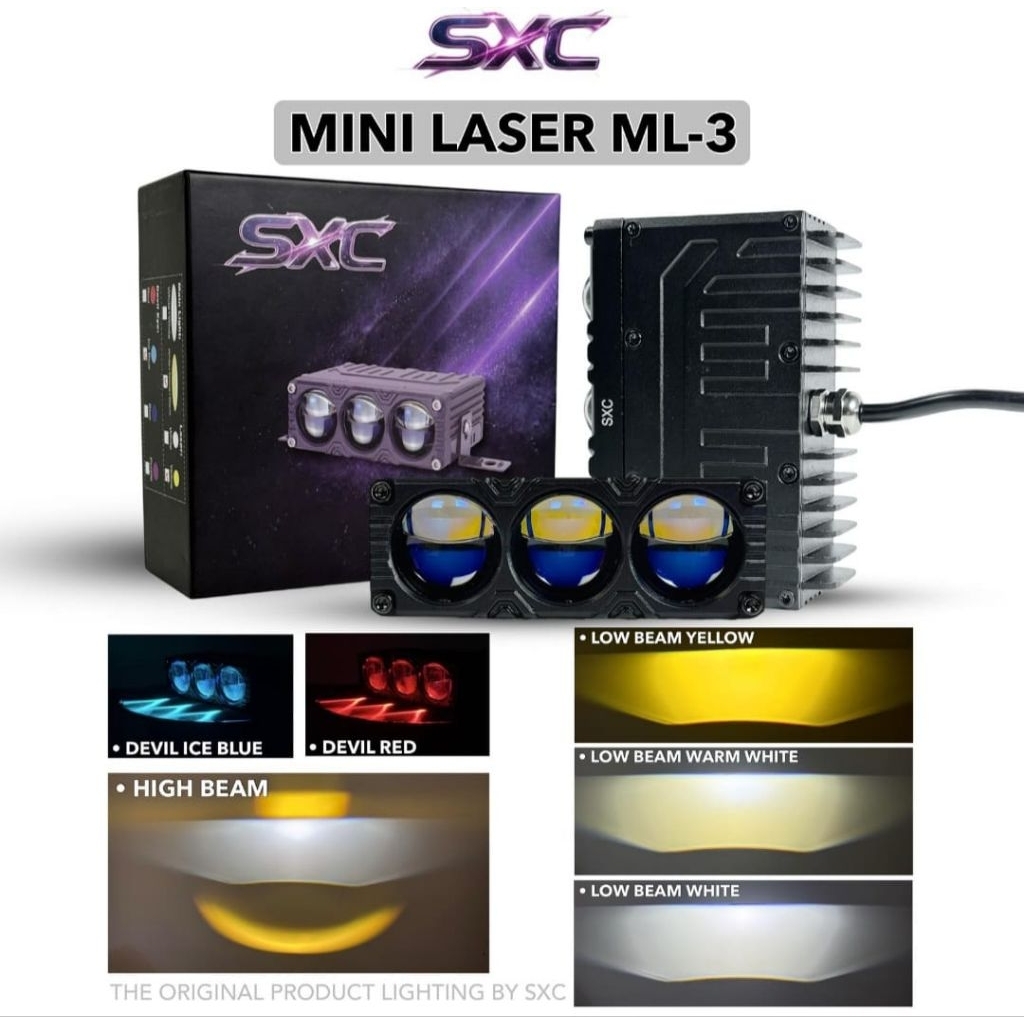 SXC-ML3 LAMPU TEMBAK BILED 3 MATA LASER SXC ML3 BLUELENS DENGAN KIPAS PENDINGIN - SXC ML3 1 WARNA